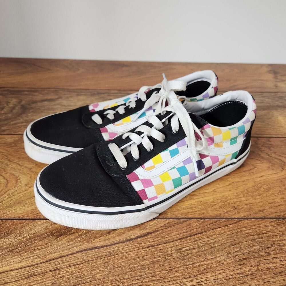 VANS Multi Colored Checkerboard Canvas Sneakers Women’s Size 6 Shoe Off the wall - Picture 2 of 7